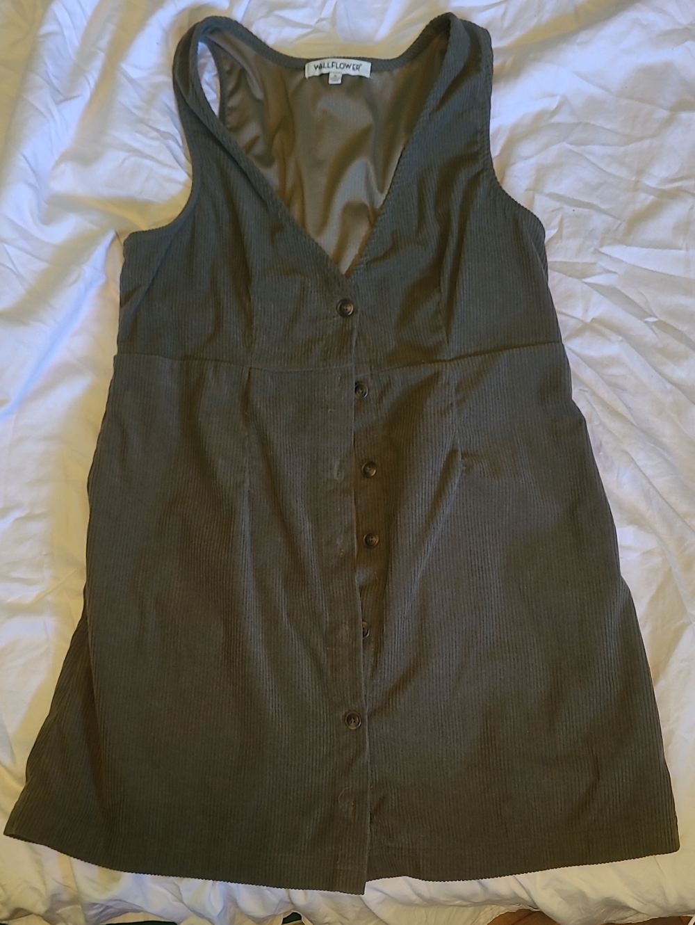 Vintage Wallflower Olive Green Ribbed Button-Front Maxi Dress